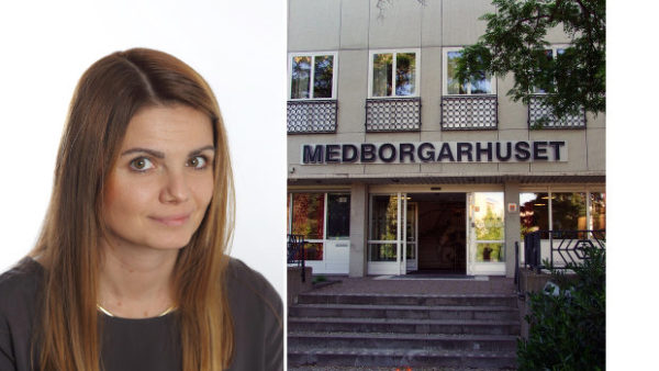 Socialnämndens ordförande Sara Vestering (M) vill inte uttala sig i pressen, t.h. Burlövs medborgarhus. Foto: Pressbild/Burlövs kommun, Janne Matt/Riktpunkt